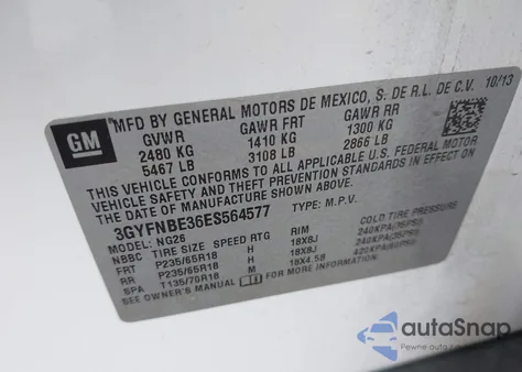 2014 Cadillac Srx Luxury Collection из США, поврежденный, VIN 3GYFNBE36ES564577